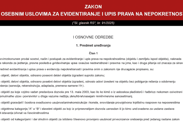 Evidentiranje i upis prava na nepokretnosti - ne i legalizacija
